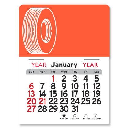 Peel-N-Stick® Calendar - Tire - Orange