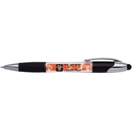 Logo Translucent Red Geode Pen - Orange