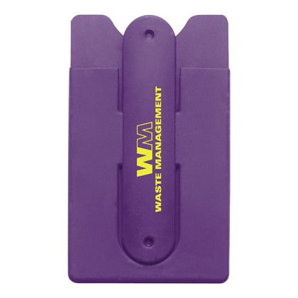 Imprinted Silicone Stand and Smart Wallet - Purple