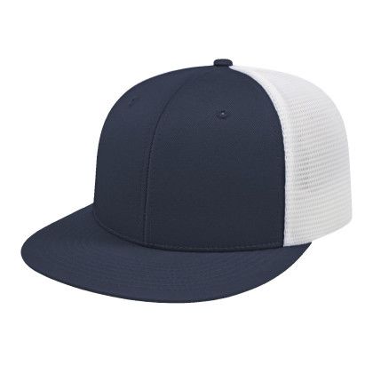 Custom Navy/White Flexfit Trucker Mesh Back Cap