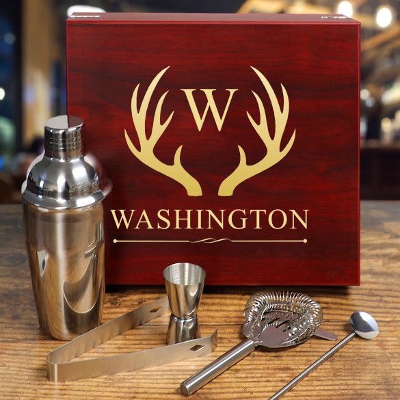 Antler Rack Personalized Martini Gift Set