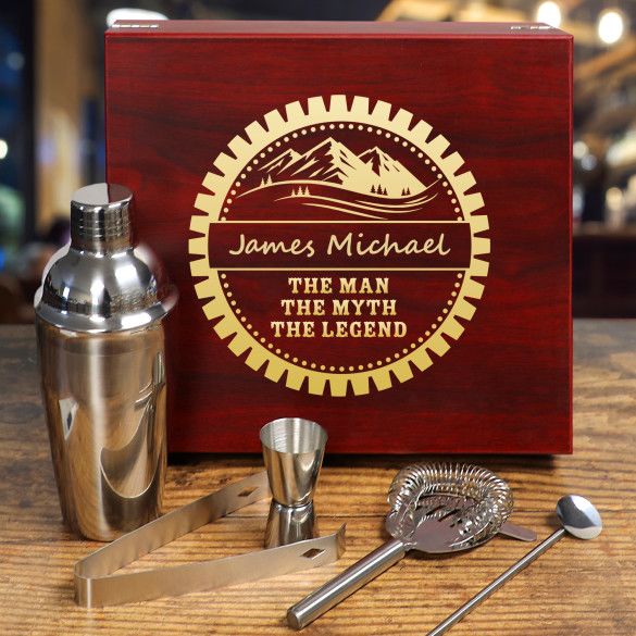 The Man, Myth, Legend Personalized Martini Set