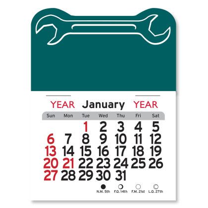 Budget Peel-N-Stick® Wrench Calendar - Teal