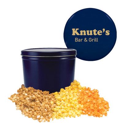 Promo Three Way Two Gallon Popcorn Tin | Promotional Popcorn Gifts - Blue