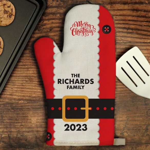 Santa's Belt Personalized Holiday Oven Mitt