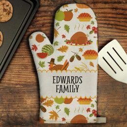 Thanksgiving Feast Personalized Oven Mitt