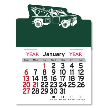 Economy Peel-N-Stick® Tow Truck Calendar - Green