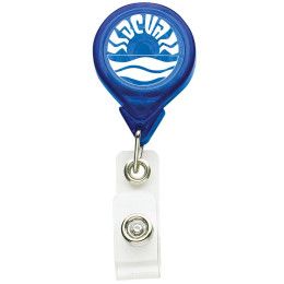 Translucent Alligator Clip Round Badge Reel Logo - Direct imprint