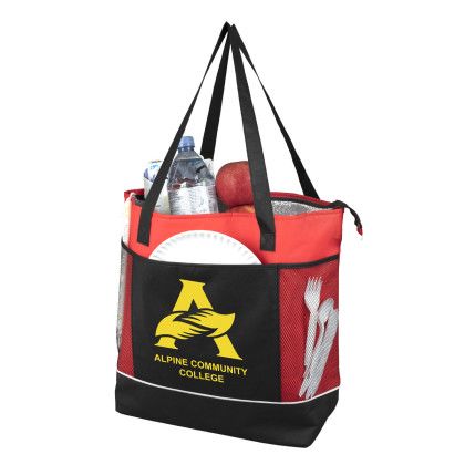 Custom Frost Line Super-Sized Insulated Zipper Cooler Tote - Red