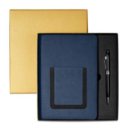 Printed Roma Journal Executive Stylus Pen Set - Navy blue