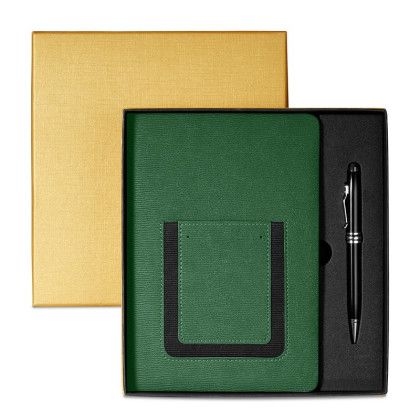 Printed Roma Journal Executive Stylus Pen Set - Hunter green