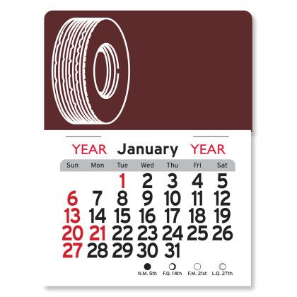 Peel-N-Stick® Calendar - Tire - Burgundy