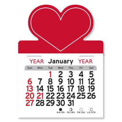 Peel-N-Stick® Calendar - Heart - Red