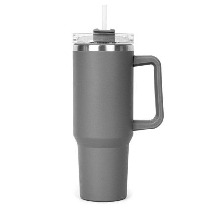 Grey Custom 40 oz Hippo Mug & Straw with Twist Closure