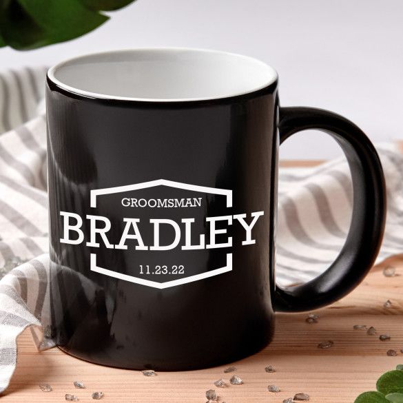 Wedding Party Personalized Black Coffee Mug - 11oz