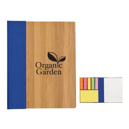 Blue Bamboo Sticky Note Set Custom Imprinted