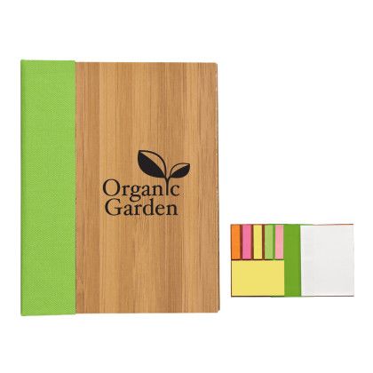 Lime Bamboo Sticky Note Set Custom Imprinted