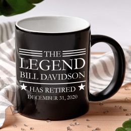 The Legend Has Retired Personalized Black Coffee Mug -11oz