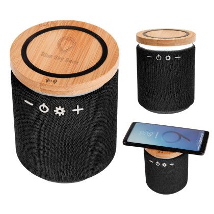 Black Printed Ultra Sound Speaker & Wireless Charger | Custom Tech Gifts