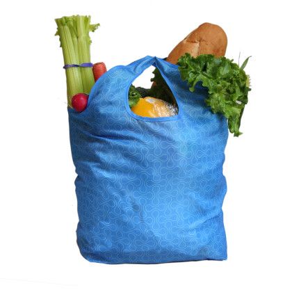 Printed Three Pack Reusable Grocery Tote Pod - Blue tote