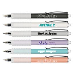 Custom White Retractable Gel Luxe Pens, Set of 6, Gel Pens