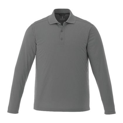 Customized Men's MORI Long Sleeve Polo Shirt - Steel Grey