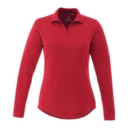 Custom Team Red MORI  Long Sleeve Polo Shirt On Model