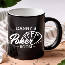 Poker Room Personalized Black Coffee Mug - 11oz