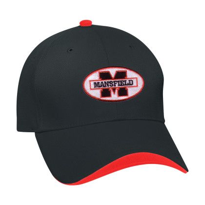 Embroidered Wave Sandwich Cap - Black with Red