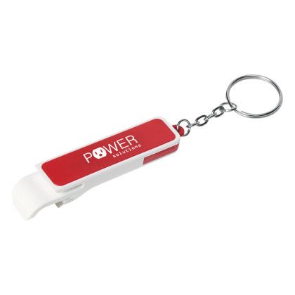 White with Red Custom Bottle Opener and Phone Stand Key Chain