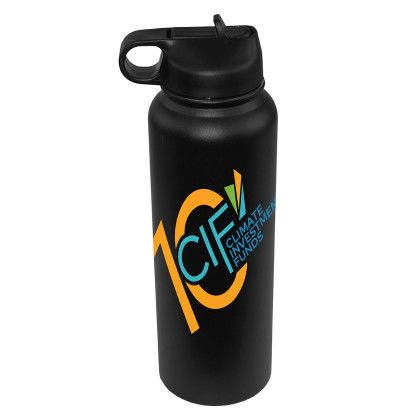 Black Full Color 32 oz Memphis Stainless Steel Sports Bottle 
