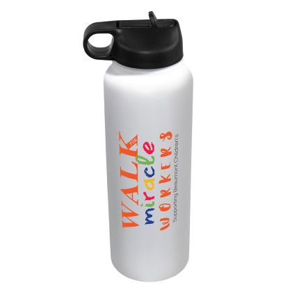 White Full Color 32 oz Memphis Stainless Steel Sports Bottle 