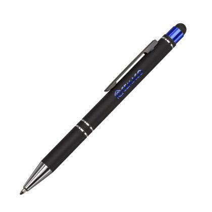 Promotional Scroll Metal Ballpoint Pen Stylus - Blue