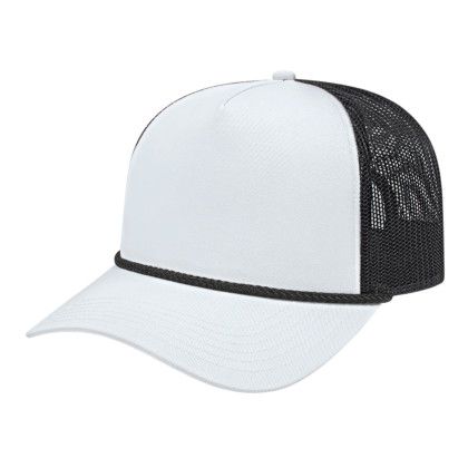 White/Black/Black Value Rope Mesh Back Embroidered Cap