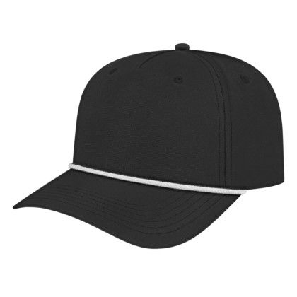 Black/White Embroidered Athletic Rope Cap