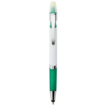 Printed Cynthia Ballpoint Pen Stylus Highlighter - Green