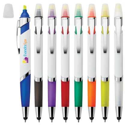 Printed Cynthia Ballpoint Pen Stylus Highlighter | Company Logo Pens