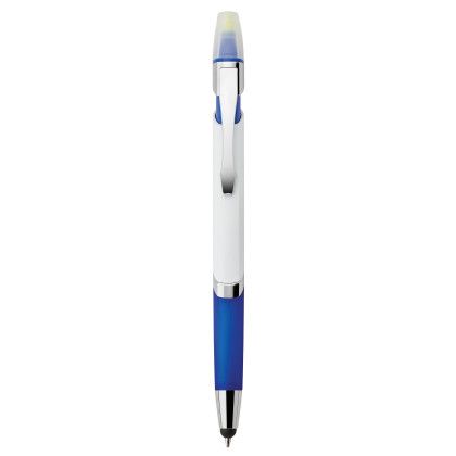 Printed Cynthia Ballpoint Pen Stylus Highlighter - Blue