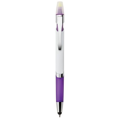 Printed Cynthia Ballpoint Pen Stylus Highlighter - Purple