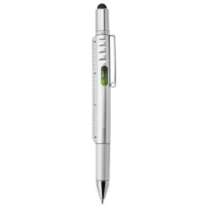 Printed Logo Locust 6-In-1 Ballpoint Pen - Silver