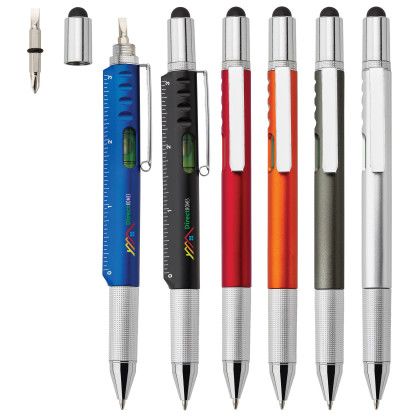 Printed Logo Locust 6-In-1 Ballpoint Pen | Custom Multi-Tool Pens