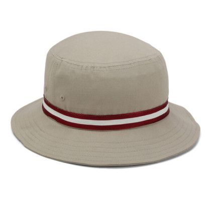 Khaki/Maroon/White Imperial Embroidered Oxford Bucket Cap