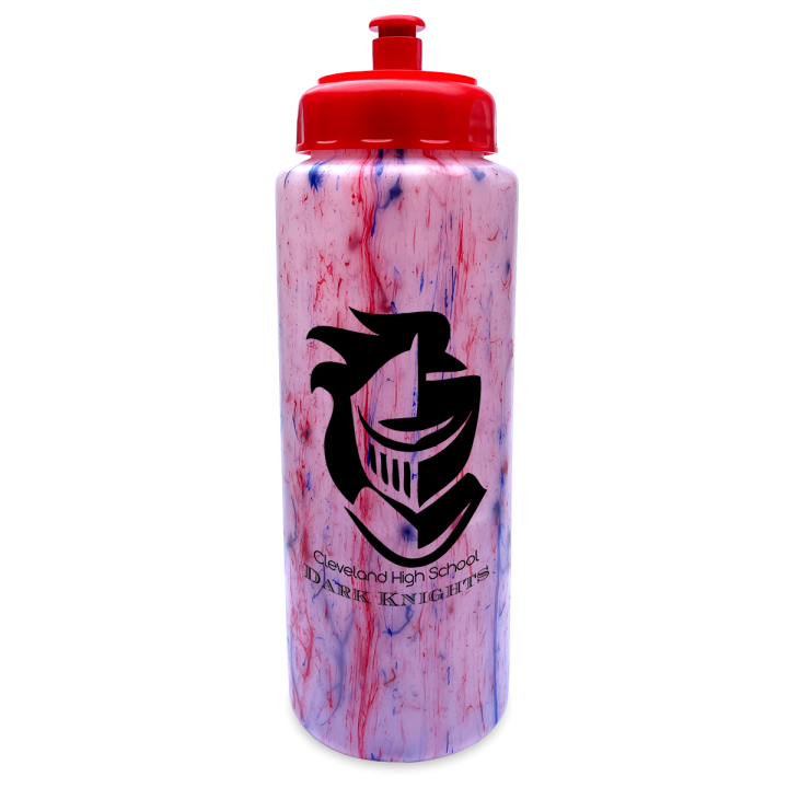 Custom Confetti 32 oz Sports Bottle Push n Pull Cap | Logo Gym Bottles
