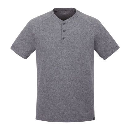 Heather Charcoal Men's Custom SOMOTO Recycled Eco Henley Short Sleeve 