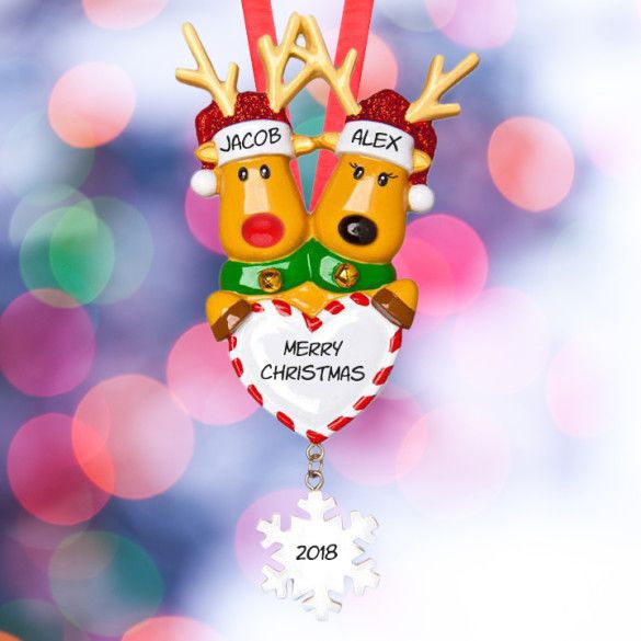Festive Reindeer Personalized Christmas Ornament