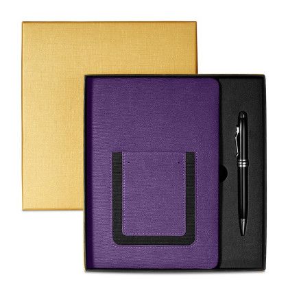 Printed Roma Journal Executive Stylus Pen Set - Purple