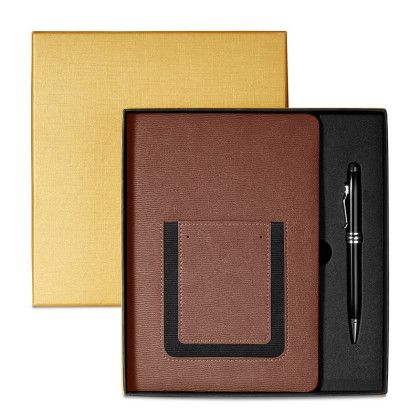 Printed Roma Journal Executive Stylus Pen Set - Tan