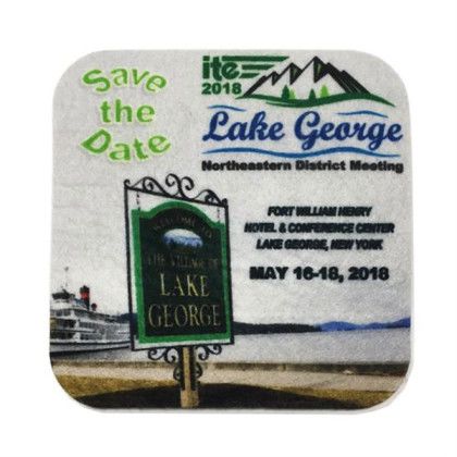 Logo Imprinted Square Fabric Coaster | Branded Fabric Drink Coasters