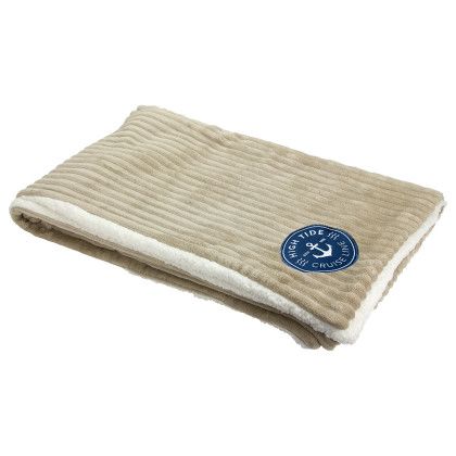 Embroidered Fireside Sherpa & Flannel  Blanket