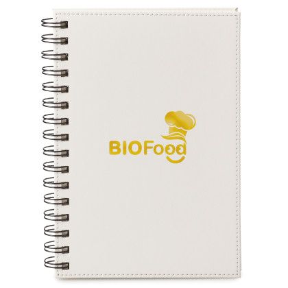 Logo Neoskin Hard Cover Spiral Journal - White, with optional imprint